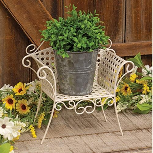 Rustic Metal Garden Chair Planter
