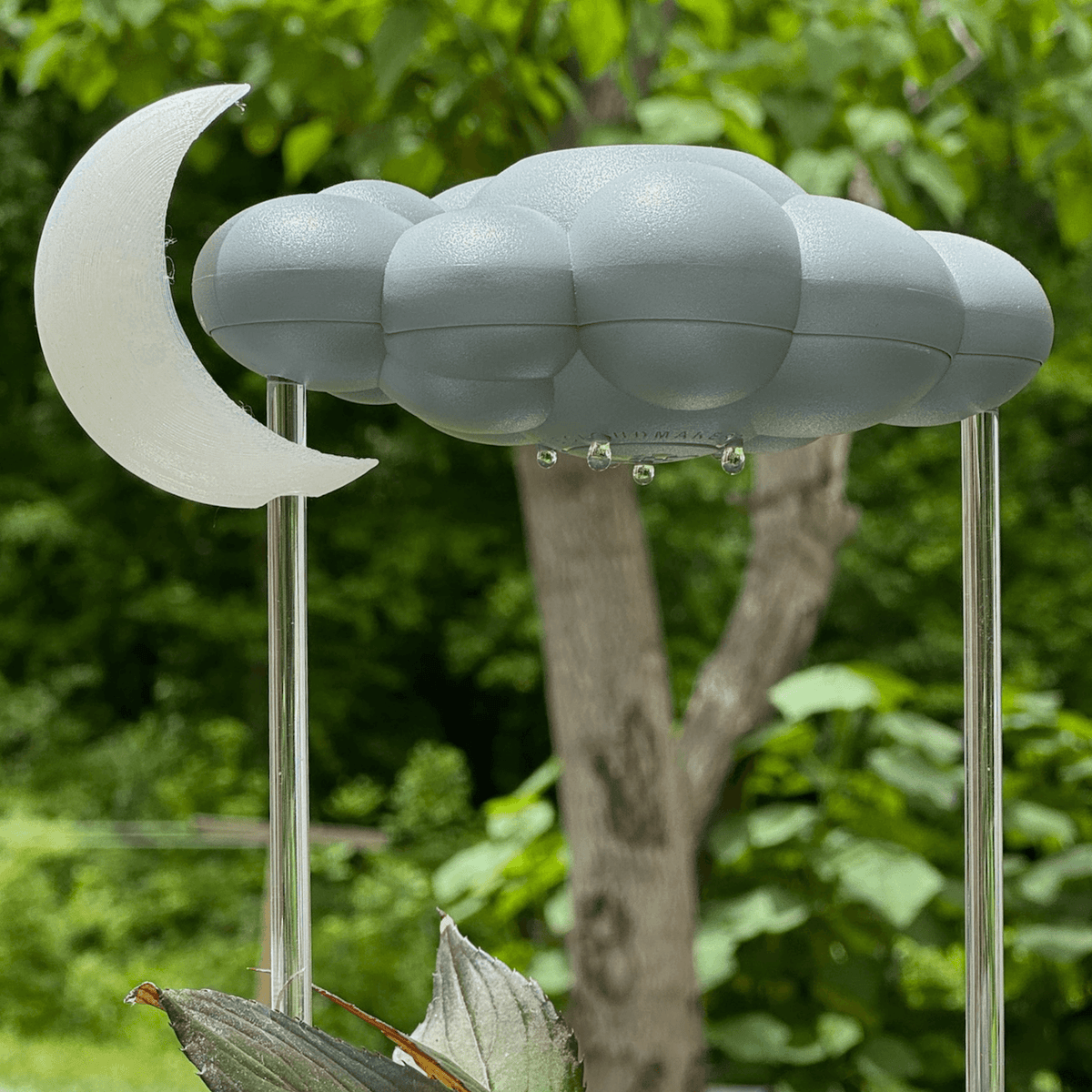 Stormy Dripping Rain Cloud with Glow in the Dark Moon Charm