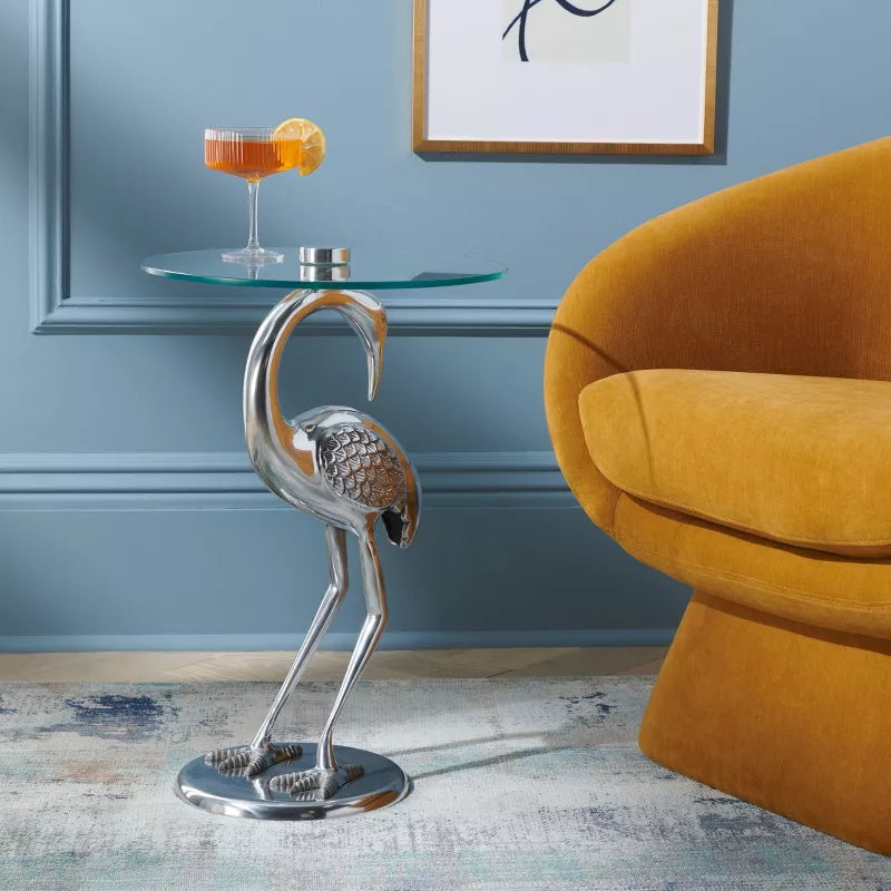 Birbiglia Bird Base Accent Table - ACC4610B - Silver/Glass Ennovanest Limited