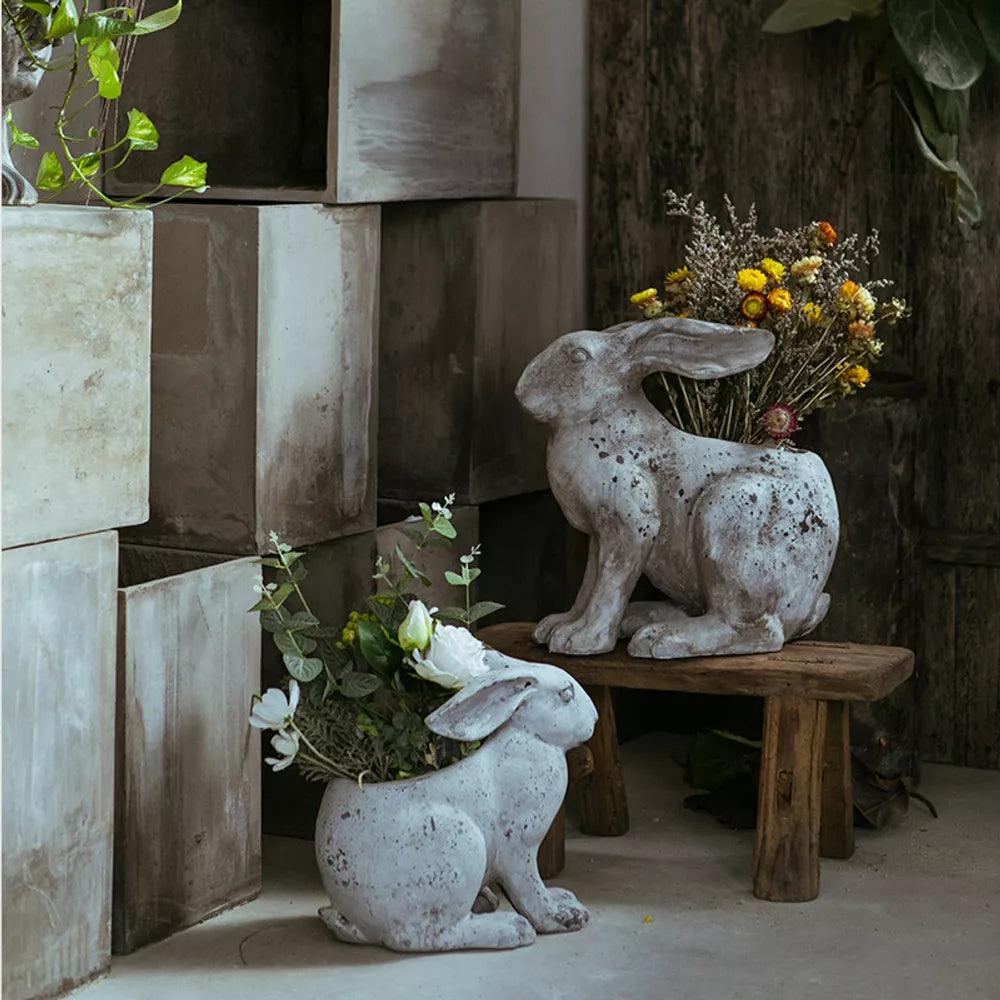 RESIN RABBIT PLANTER