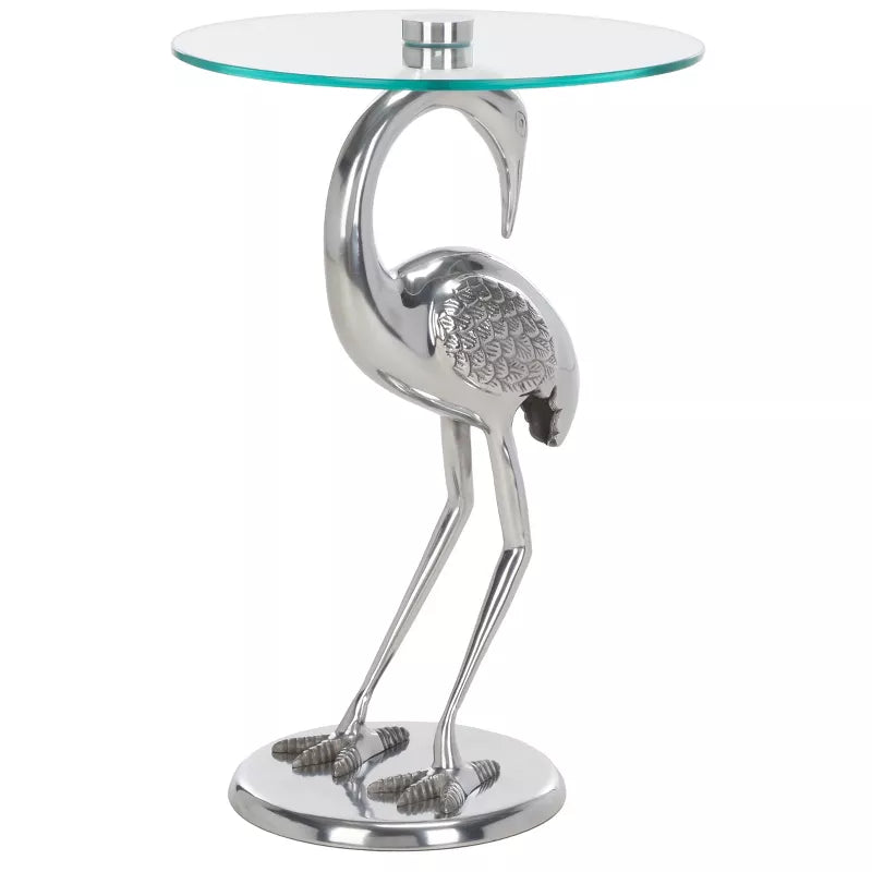 Birbiglia Bird Base Accent Table - ACC4610B - Silver/Glass Ennovanest Limited