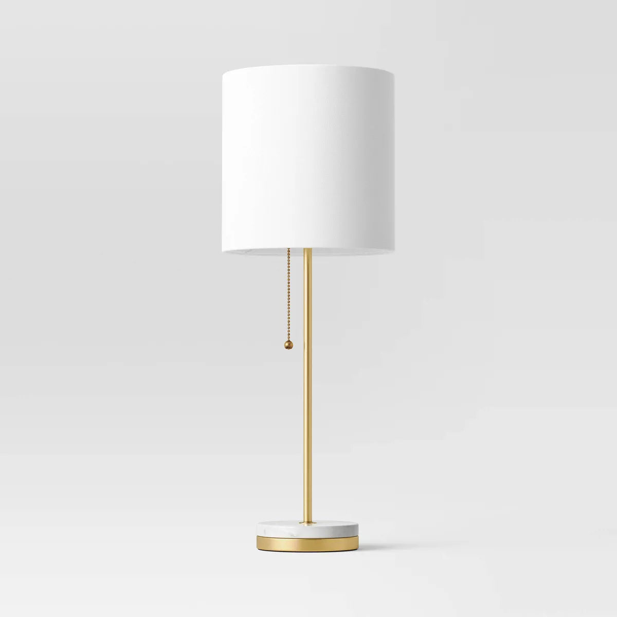Brass Hayes Stick Lamp with Marble Base & Drum Shade – Modern Desk & Table Lighting Ennovanest Limited