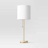 Brass Hayes Stick Lamp with Marble Base & Drum Shade – Modern Desk & Table Lighting