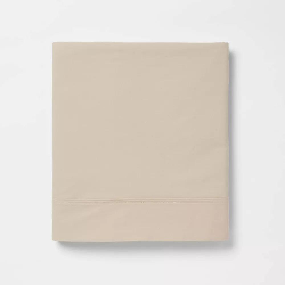 Threshold 300 Thread Count Ultra Soft Flat Sheet True Khaki, Queen