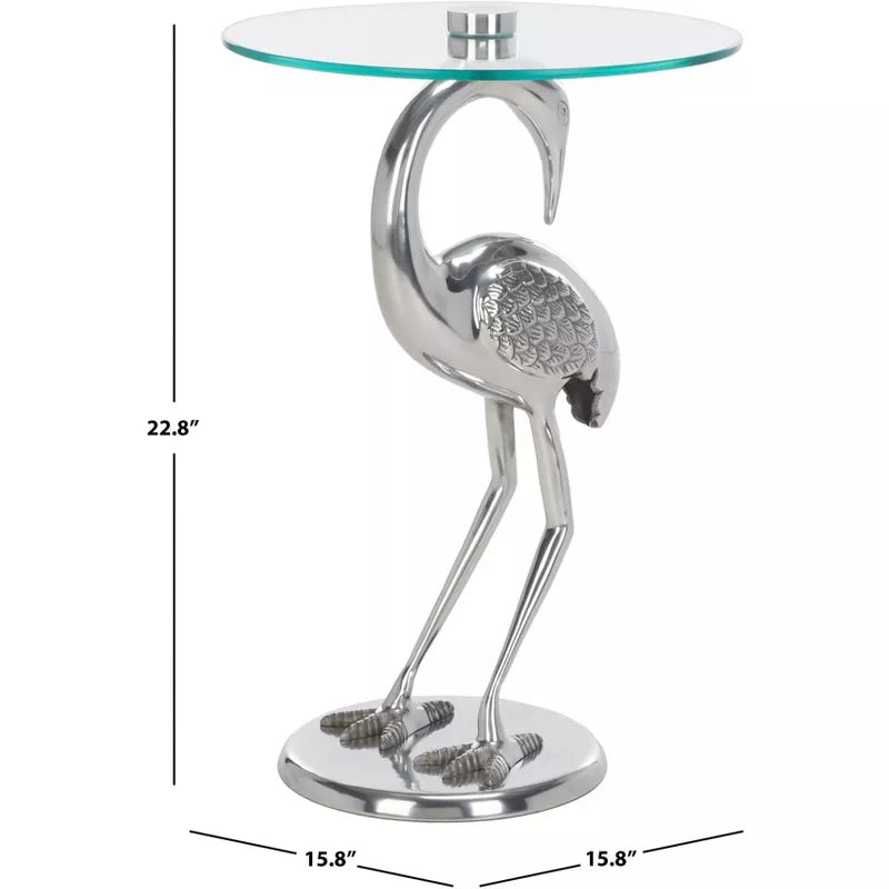 Birbiglia Bird Base Accent Table - ACC4610B - Silver/Glass Ennovanest Limited