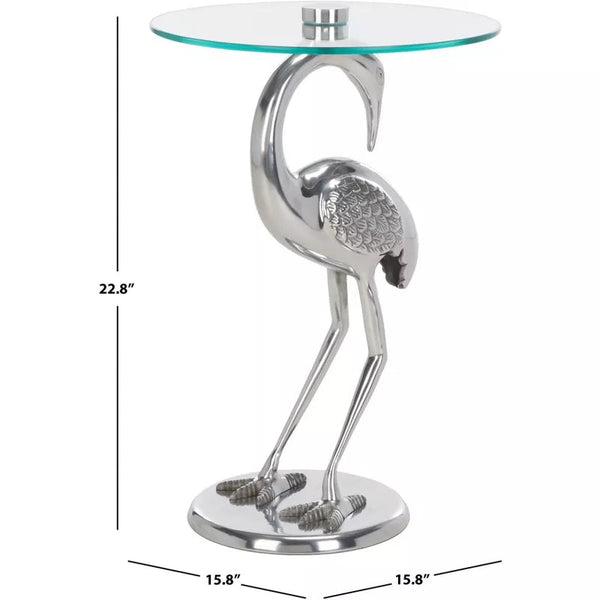Birbiglia Bird Base Accent Table - ACC4610B - Silver/Glass Ennovanest Limited