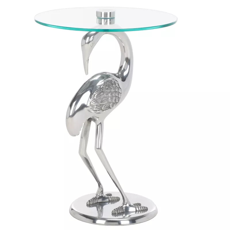 Birbiglia Bird Base Accent Table - ACC4610B - Silver/Glass Ennovanest Limited