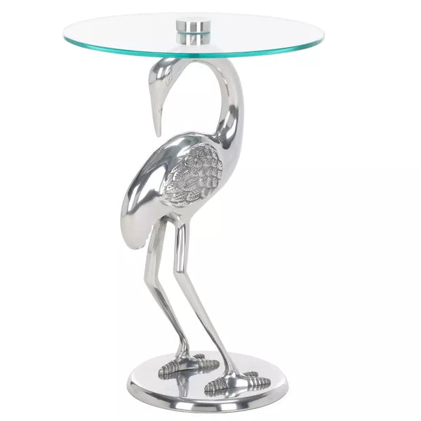 Birbiglia Bird Base Accent Table - ACC4610B - Silver/Glass Ennovanest Limited
