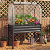 Galvanized Raised Garden Bed with Legs and Greenhouse Cover for Vegetable Flower-Gray