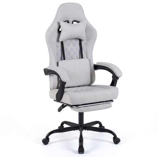 Gaming Chair Height Adjustable Computer Chair with Headrest Video Game Chair-Gray