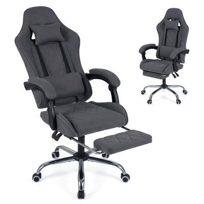 Gaming Chair Height Adjustable Computer Chair with Headrest and Lumbar Support-Gray