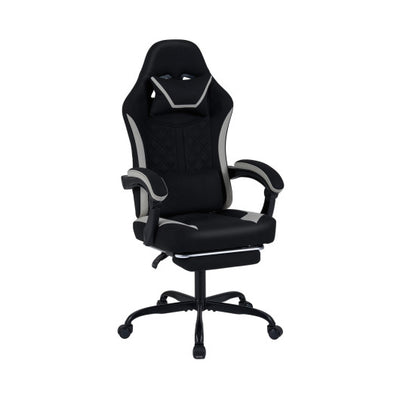 Gaming Chair Height Adjustable Computer Chair with Headrest Footrest & 360° Swivel Seat-Black