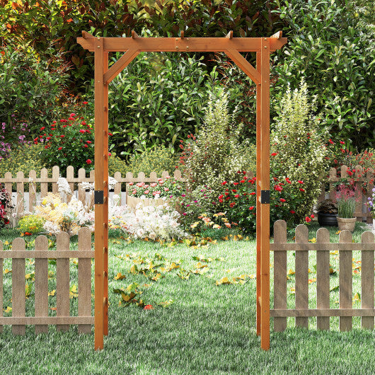 7/7.5 Feet Garden Arch Wooden Arbor Outdoor Wood Trellis for Climbing Plants-7 FT