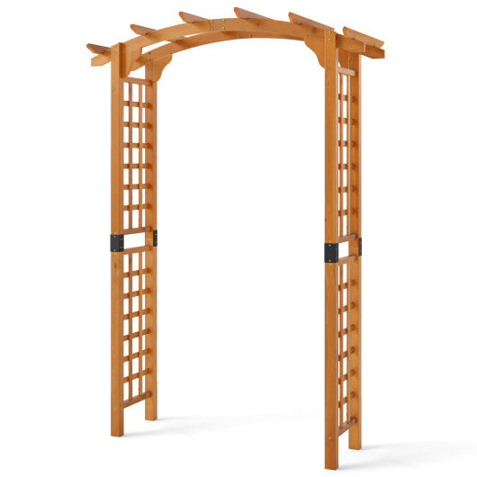 7/7.5 Feet Garden Arch Wooden Arbor Outdoor Wood Trellis for Climbing Plants-7.5 FT