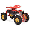 Red/Green Garden Cart Rolling Work Seat With Heavy Duty Tool Tray Gardening Planting-Red - Red