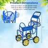 Garden Hose Reel Cart Metal Hose Cart with 4 Wheels and Storage Basket-Blue - Blue