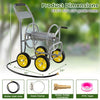 Garden Hose Reel Cart 4 Wheels Heavy-Duty Metal Water Hose Organizer Portable-Silver - Silver