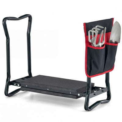 Garden Kneeler and Seat Folding Sturdy Gardening Stool-Black