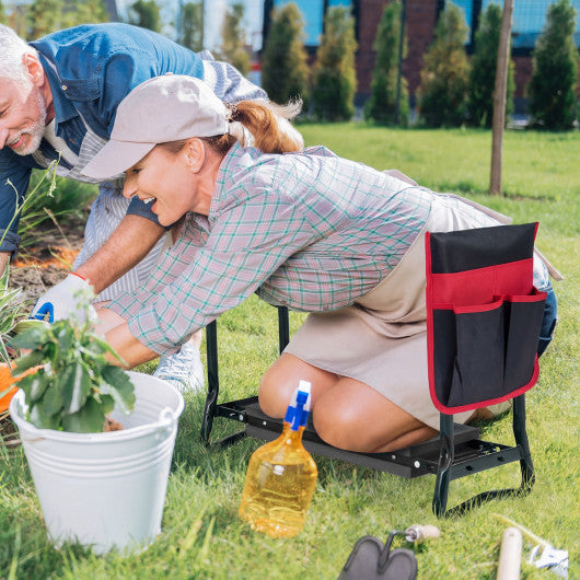 Garden Kneeler and Seat Folding Sturdy Gardening Stool-Black