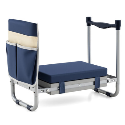 Garden Kneeler and Seat Foldable Gardening Stool with Wide EVA Foam Padding-Navy