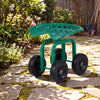 Garden Rolling Workseat with 360°Swivel Seat and Adjustable Height-Green