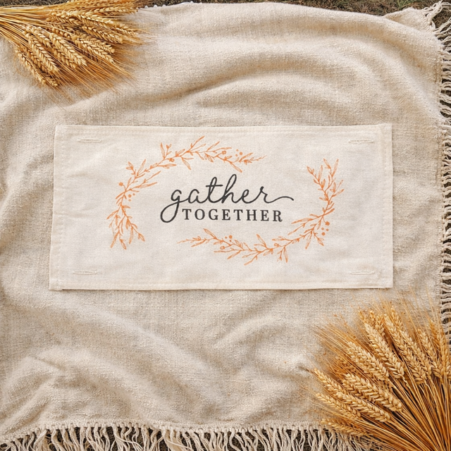 PANEL ONLY: RECTANGLE Fall Autumn, Host, Thanksgiving, Gratitude, Family, Friends, House Warming; GATHER TOGETHER