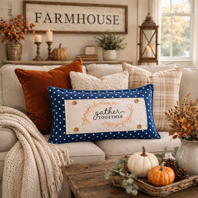 PANEL ONLY: RECTANGLE Fall Autumn, Host, Thanksgiving, Gratitude, Family, Friends, House Warming; GATHER TOGETHER