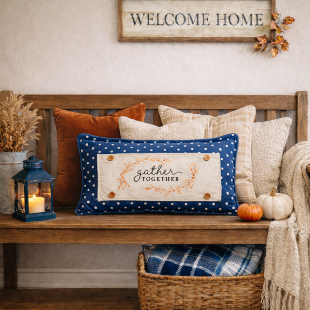 PANEL ONLY: RECTANGLE Fall Autumn, Host, Thanksgiving, Gratitude, Family, Friends, House Warming; GATHER TOGETHER