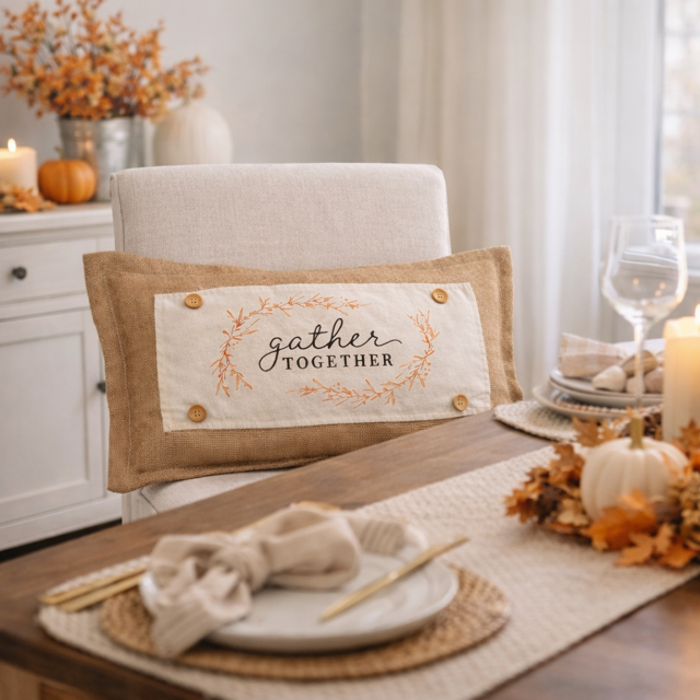 PANEL ONLY: RECTANGLE Fall Autumn, Host, Thanksgiving, Gratitude, Family, Friends, House Warming; GATHER TOGETHER