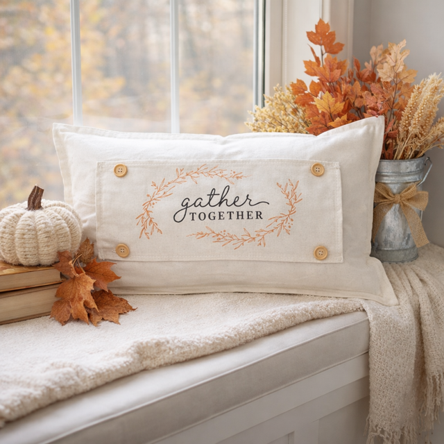 PANEL ONLY: RECTANGLE Fall Autumn, Host, Thanksgiving, Gratitude, Family, Friends, House Warming; GATHER TOGETHER