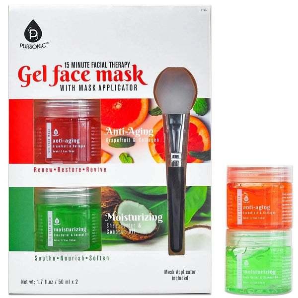 2 Pack Facial Therapy Gel Face Mask with Mask Applicator - Gifts for You 'n Me