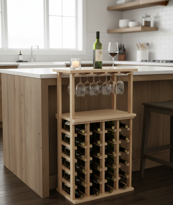 Wine Bottle & Stemware Storage Combo with Tabletop