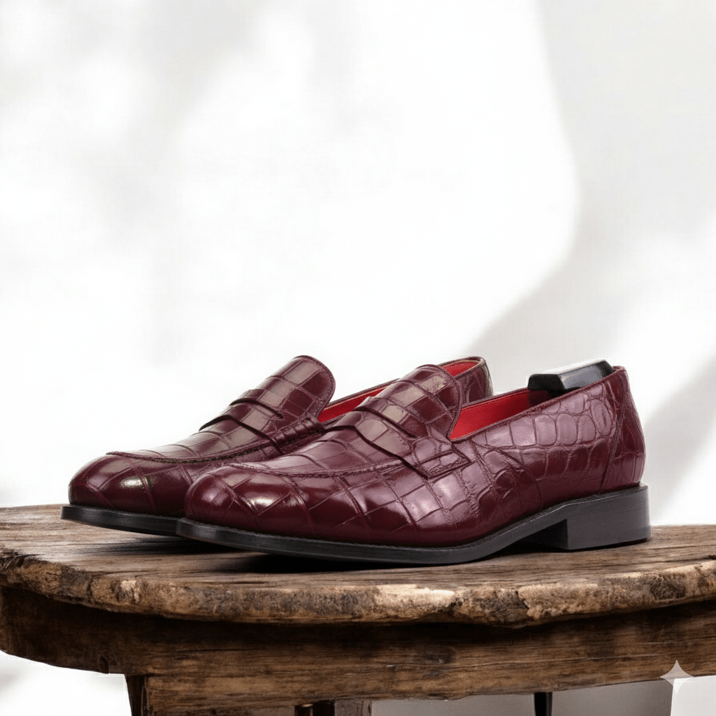 Dralyon - Real Exotic Crocodile/alligator skin leather red bottoms loafers