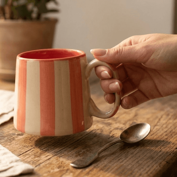 Ceramic Pink Stripe  Coffee cup- 220ml (SET OF 4)