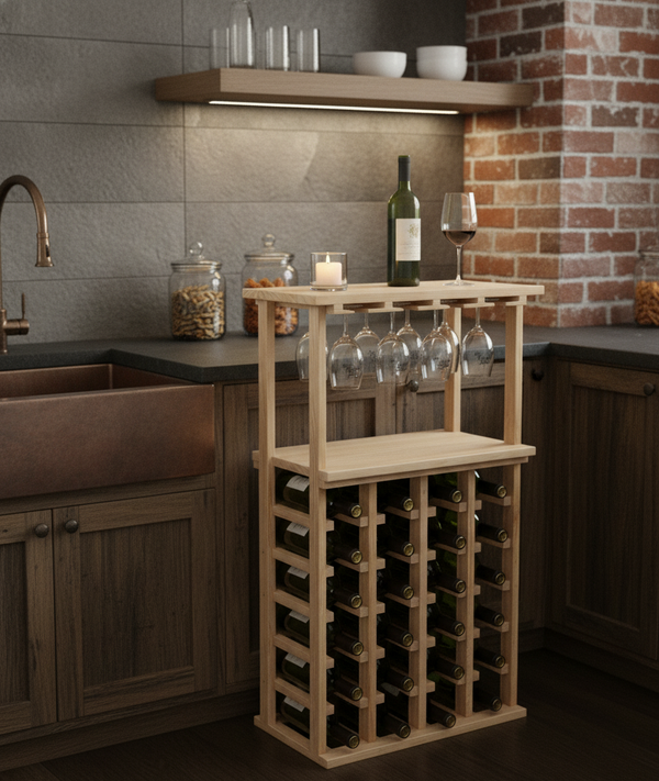 Wine Bottle & Stemware Storage Combo with Tabletop