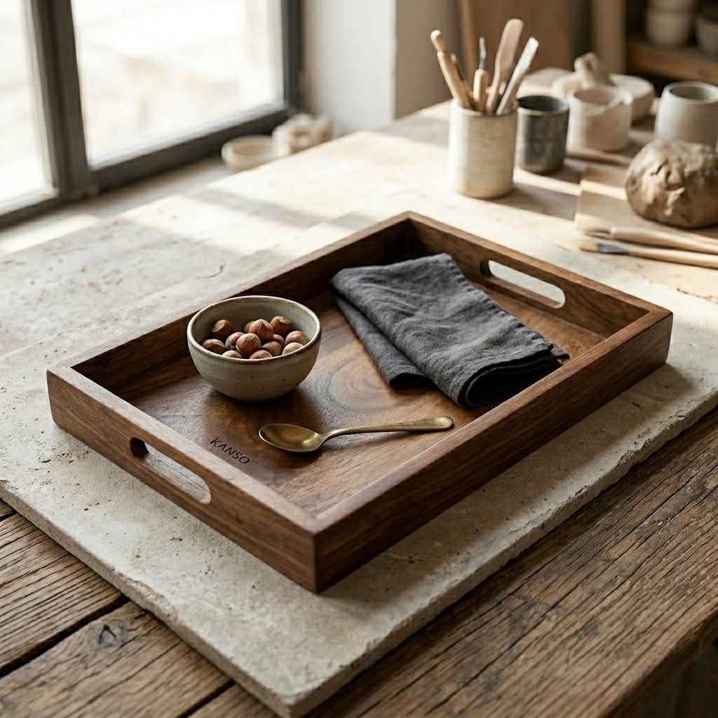 House of Avana Rectangular Mango Wood Serving Tray Large