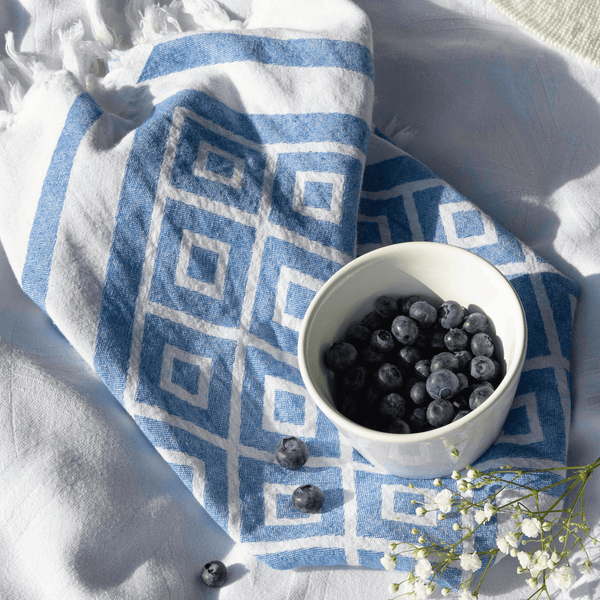 Turkish Towel | Hand Towel | Blue + White