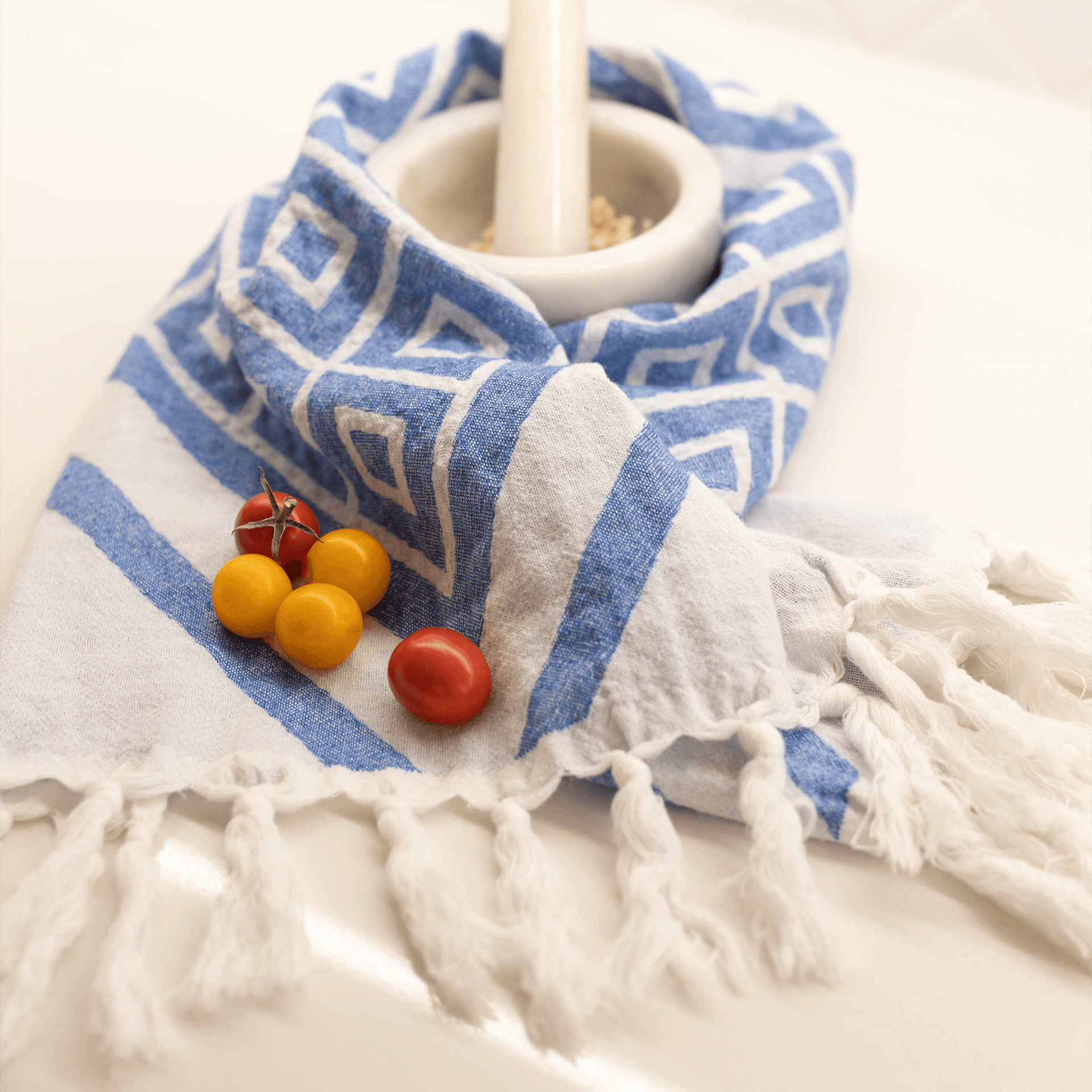 Turkish Towel | Hand Towel | Blue + White