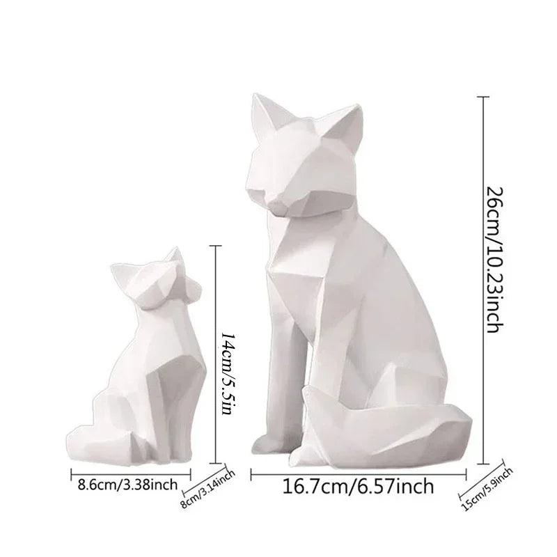 Geometric Fox Sculpture Set Modern Animal Figurines