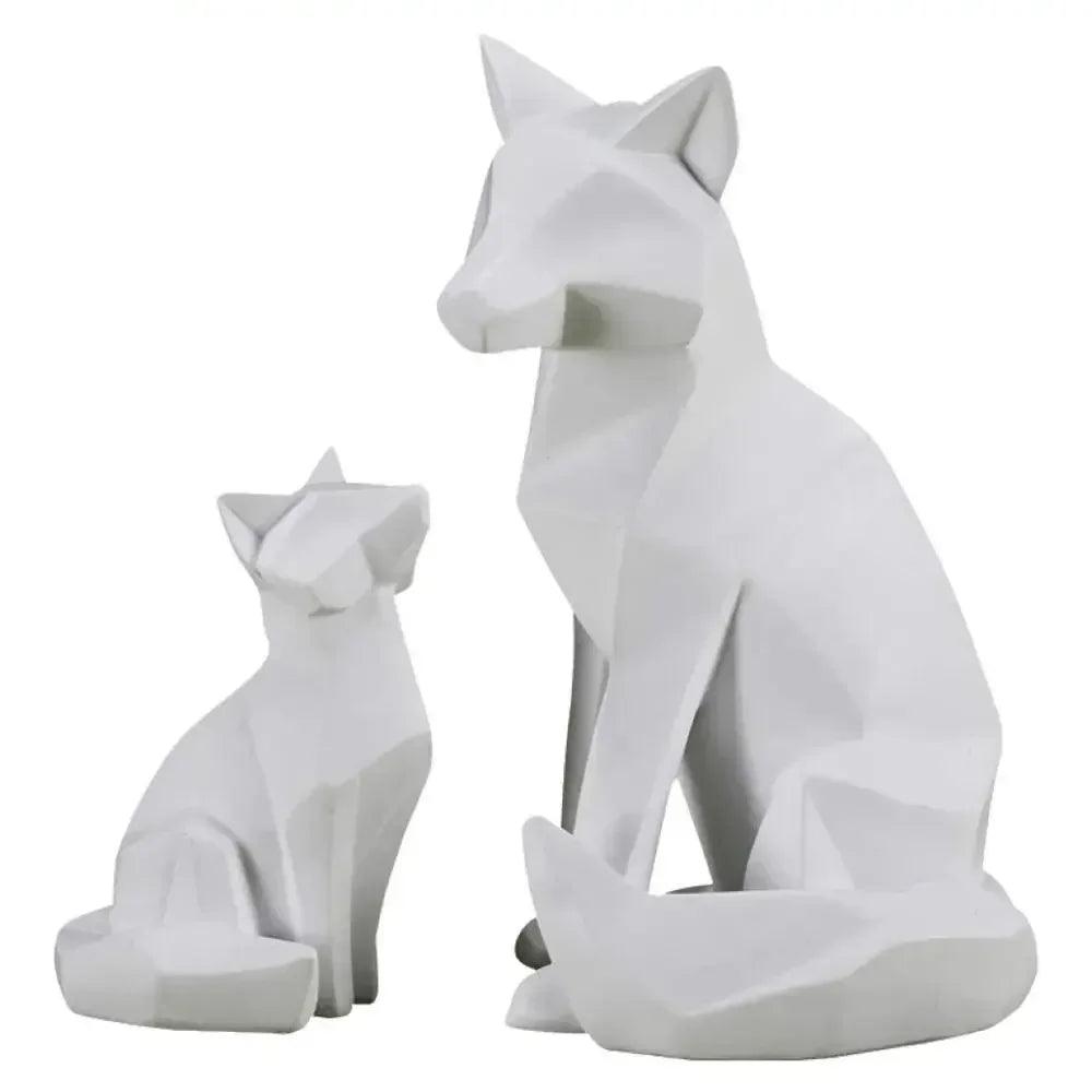 Geometric Fox Sculpture Set Modern Animal Figurines