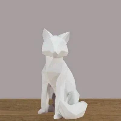Geometric Fox Sculpture Set Modern Animal Figurines