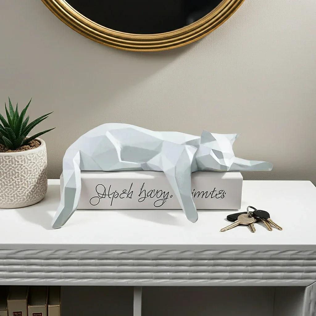 Geometric Lying Cat Figurine