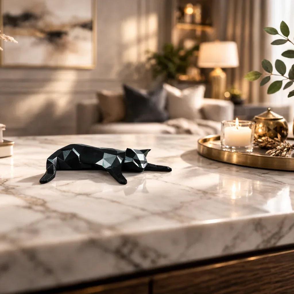 Geometric Lying Cat Figurine