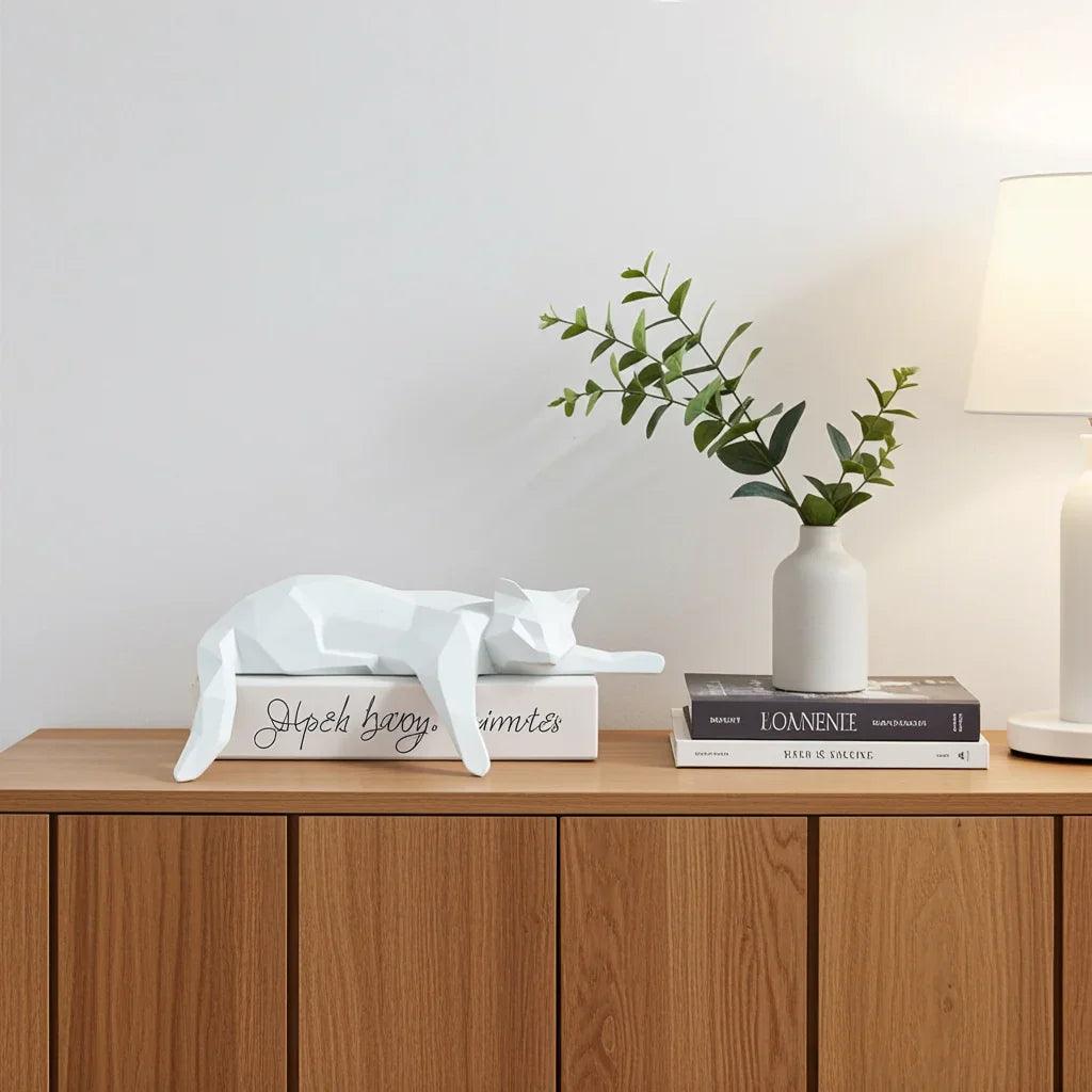 Geometric Lying Cat Figurine