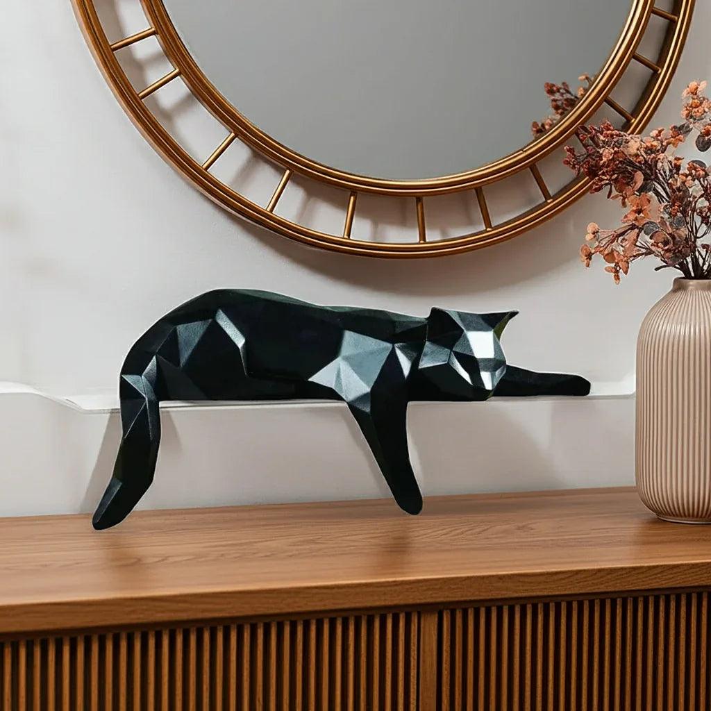 Geometric Lying Cat Figurine