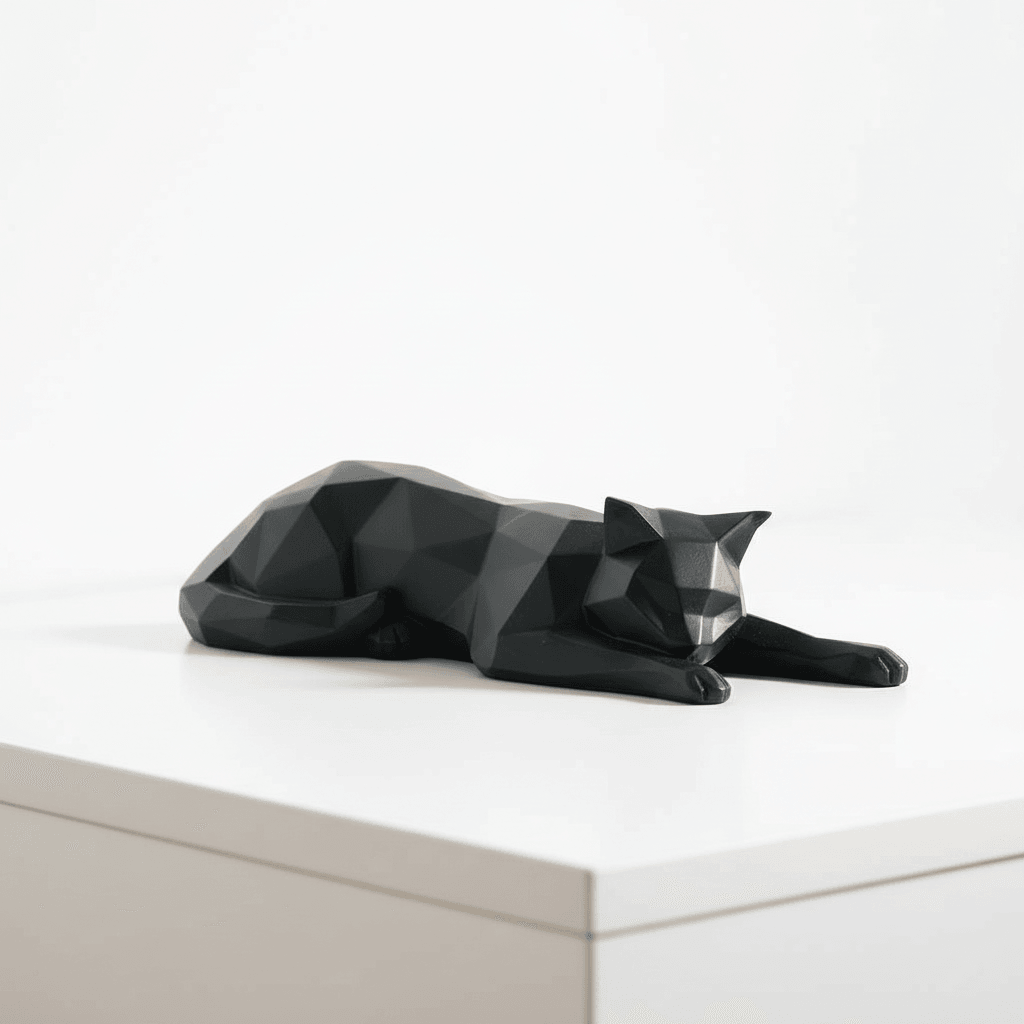 Geometric Lying Cat Figurine