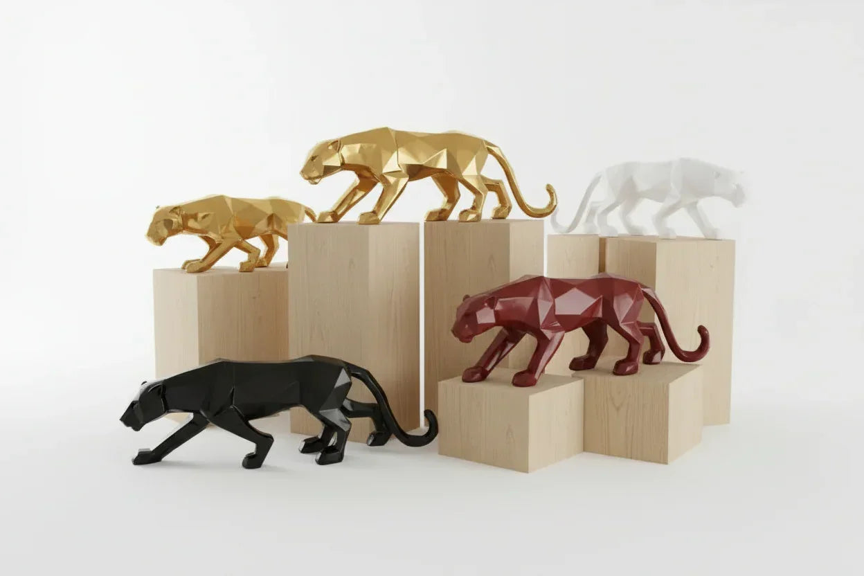 Geometric Panther Statue Small Faceted Decor for Modern Homes
