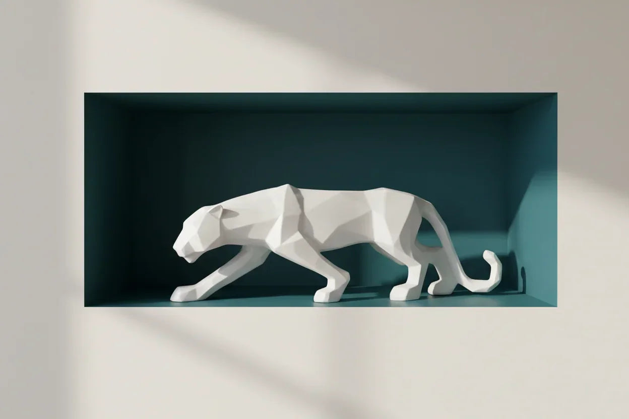 Geometric Panther Statue Small Faceted Decor for Modern Homes