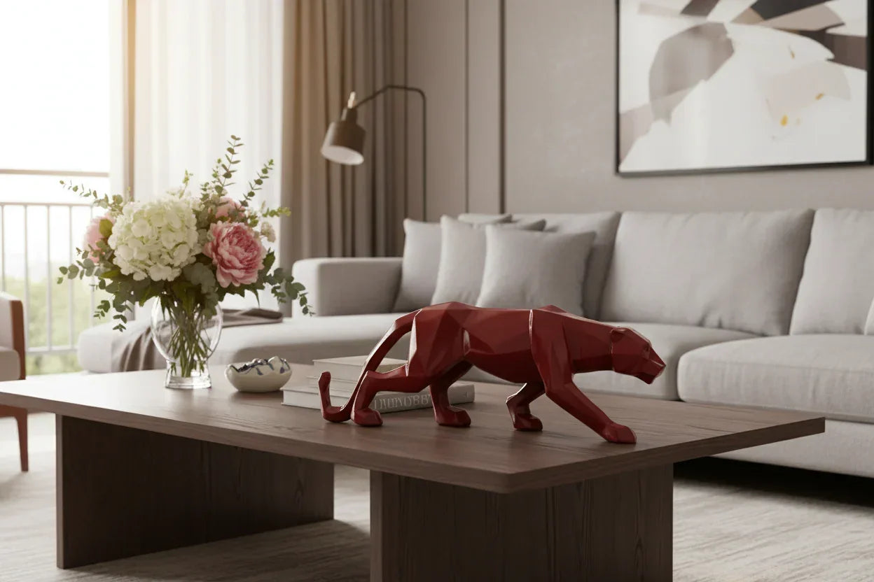 Geometric Panther Statue Small Faceted Decor for Modern Homes