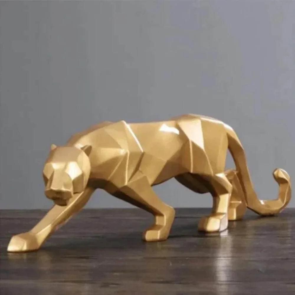 Geometric Panther Statue Small Faceted Decor for Modern Homes